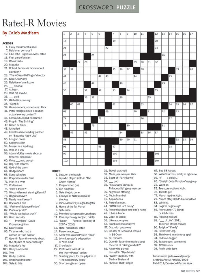 DGAQ Fall 2011 Crossword Puzzle