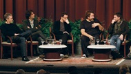 2007 Feature Film Nominees Tony Gilroy, Joel Coen, Ethan Coen, Julian Schnabel, and Paul Thomas Anderson onstage with moderator Jeremy Kagan during the 2008 Meet the Nominees: Feature Film Symposium