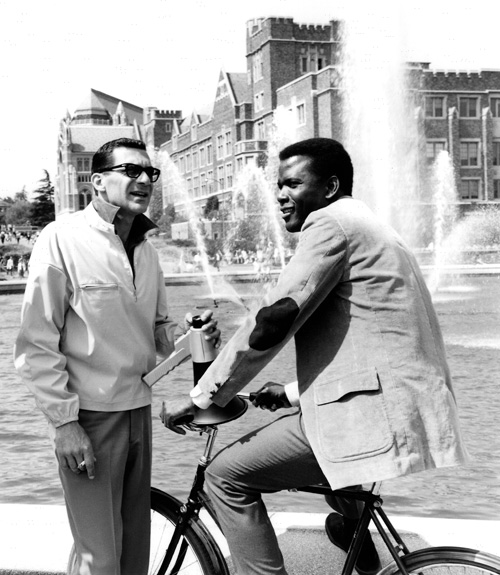 The Slender Thread (1965): Pollack on the set of his first feature with Sidney Poitier. - photo courtesy Academy of Motion Picture Arts and Sciences.