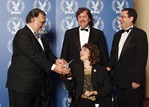 Coppola re-presents the DGA Honors Award to Bloom, Bernard and Barker backstage.