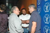 DGA Board Member Michael Mann, Director Thomas Carter and Feature Film Nominee George Clooney.