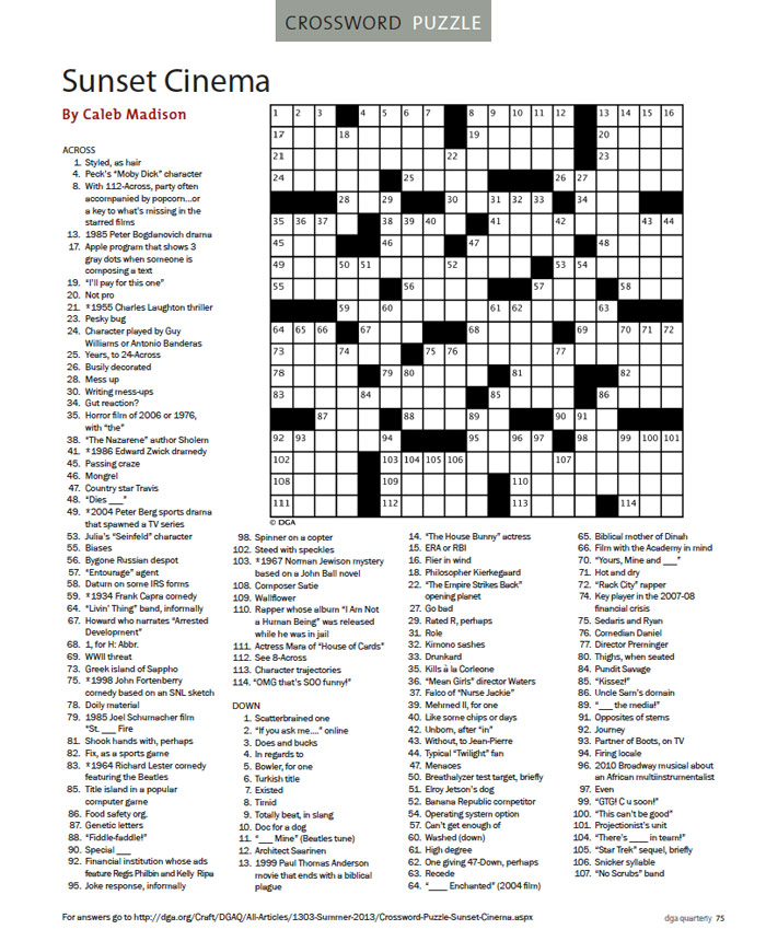 dga quarterly magazine summer 2013 crossword puzzle