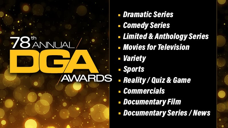 78th Annual DGA Awards Televion, Commercials and Documentary Nominees