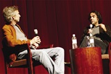 Onstage with moderator Curtis Hanson.