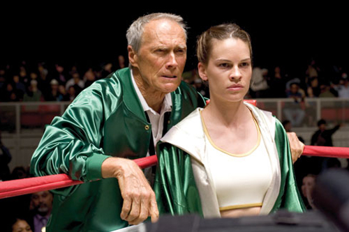 Million Dollar Baby (2004): Eastwood with his co-star Hilary Swank. - photo courtesy Warner Bros. Entertainment Inc.