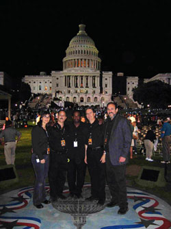 CAPITOL JOB: (left to right) Lynn Finkel, Jeffry Gitter, Arthur Lewis, Garry Hood and Dean Gordon in Washington, D.C. working the National Memorial Day Concert in 2005.